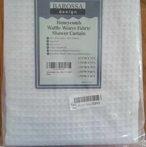 Waffle weave ehite fabric shower curtain